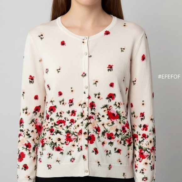 Ava & Viv Jackets & Blazers - Ava & Viv Floral white with pearl buttons Cardigan